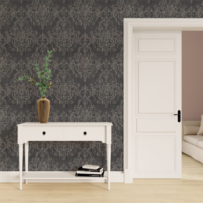 Papier peint intissé YORK DAMASK coloris noir