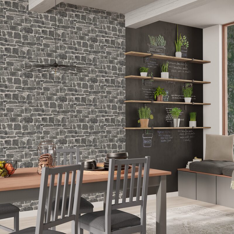 Papier peint GRAFFIT STONE coloris blanc