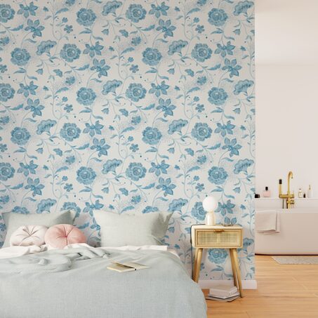 Papier peint intissé AMBROISE coloris bleu acier