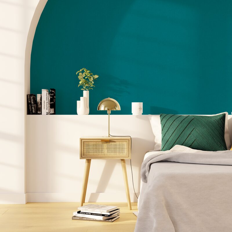 Papier peint intissé PALAZZO coloris bleu paon