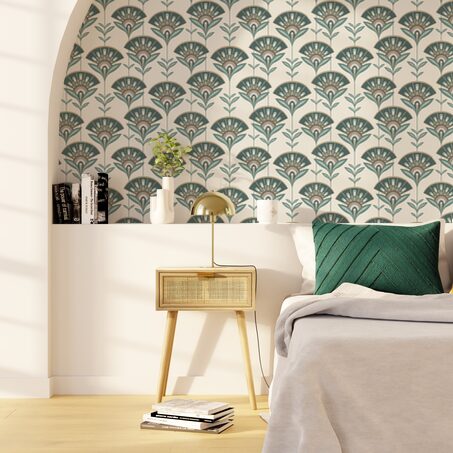 Papier peint intissé PALOMIA coloris vert émeraude
