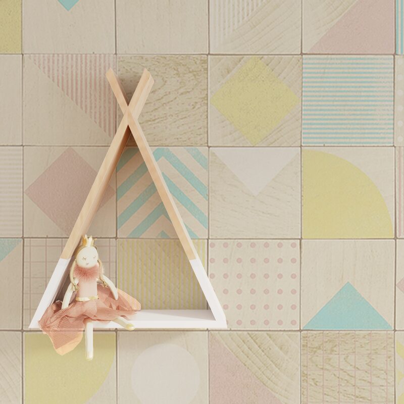 Papier peint JEUX DE CUBES coloris beige