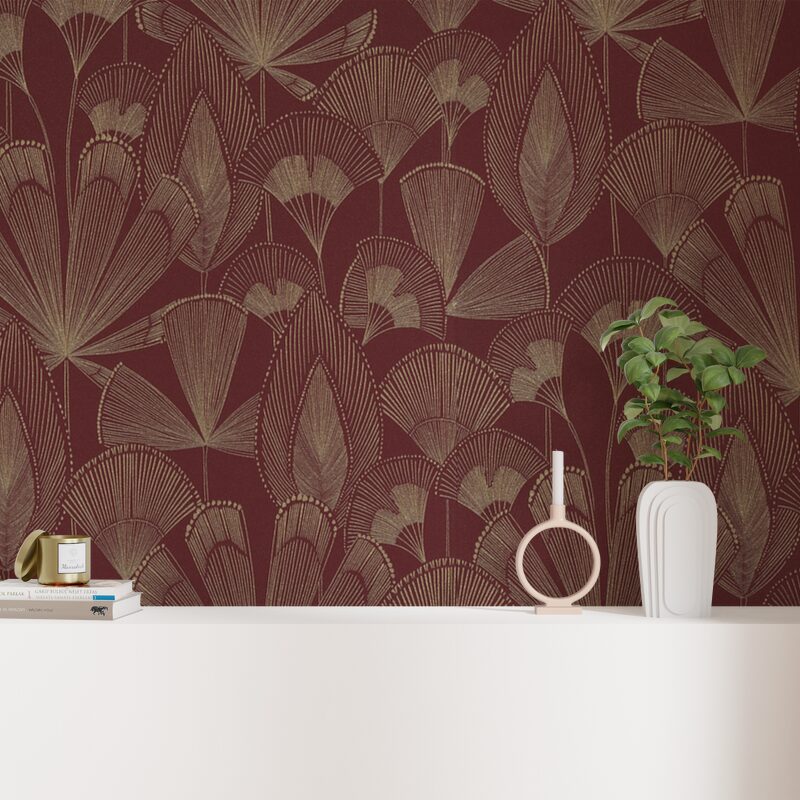 Papier peint intissé ERICKA coloris rouge bordeaux