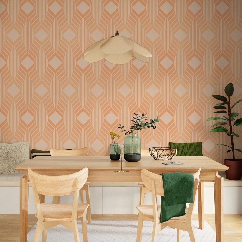 Papier peint intissé ELBÉE coloris Orange/Rose