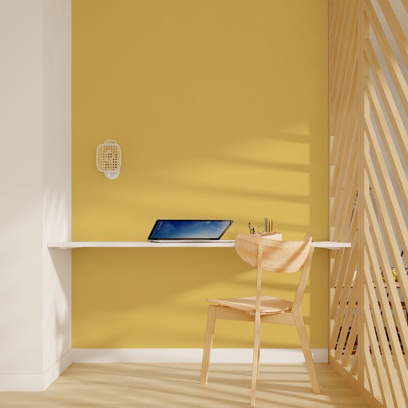 Papier peint intissé LAZY coloris jaune moutarde