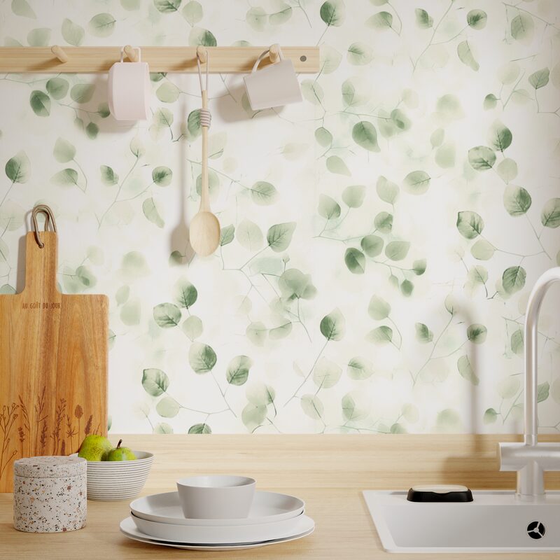 Papier peint intissé EFFIE coloris vert feuille
