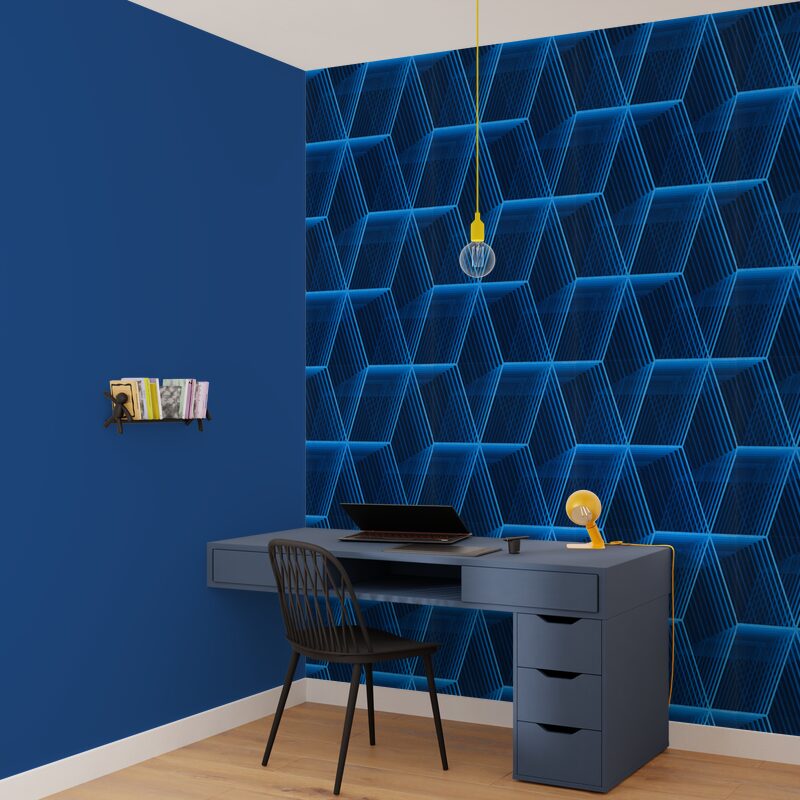 Papier peint intissé ASHTON coloris bleu électrique