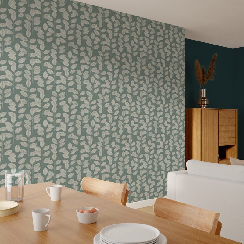 Papier peint intissé HENDI coloris vert de gris