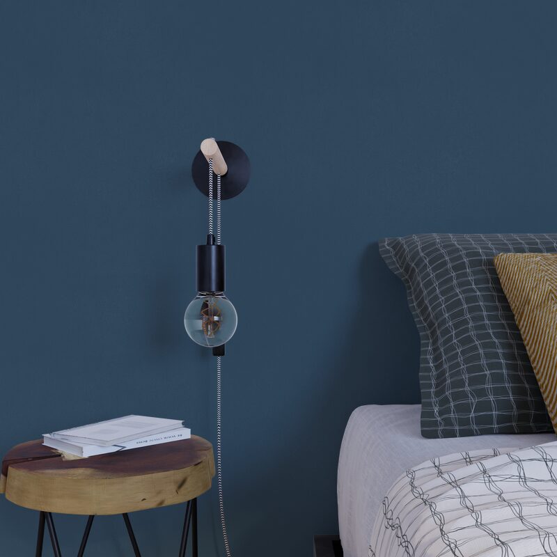 Papier peint intissé CLASSIC LINE coloris bleu acier