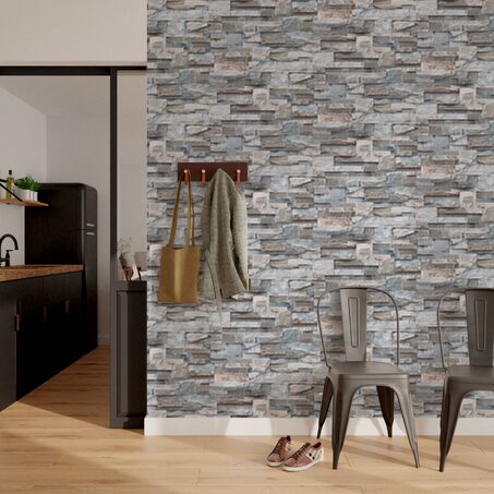 Papier peint intissé PAREMENT PIERRE NATURELLE coloris gris béton