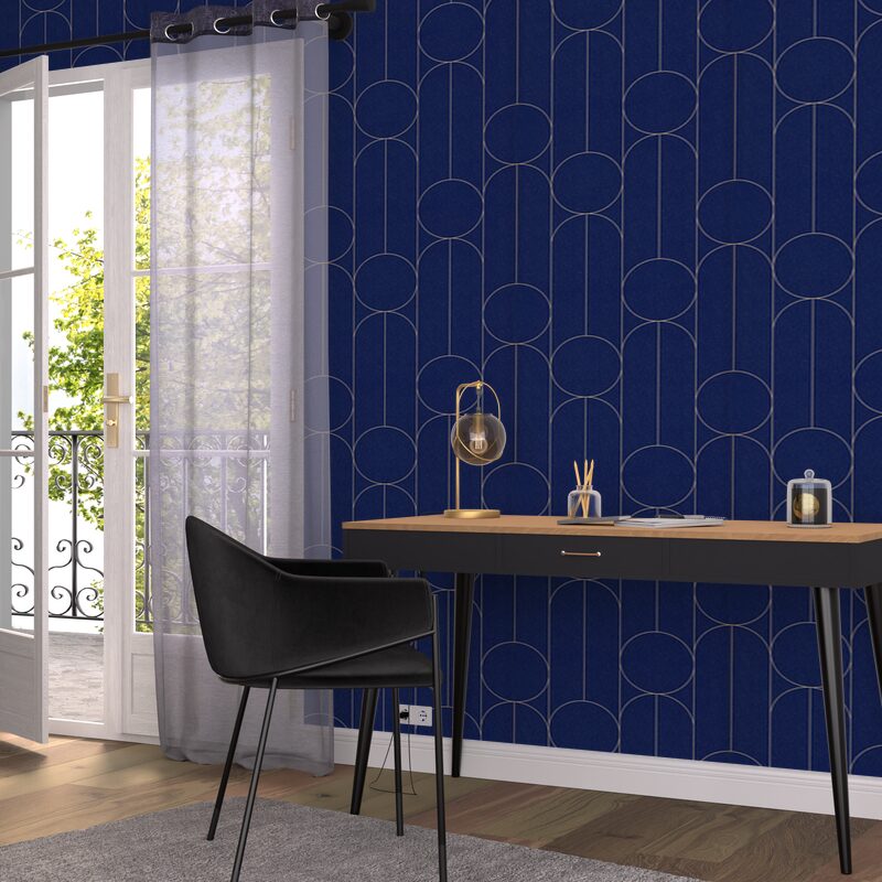 Papier peint intissé BELLAGIO coloris bleu marine