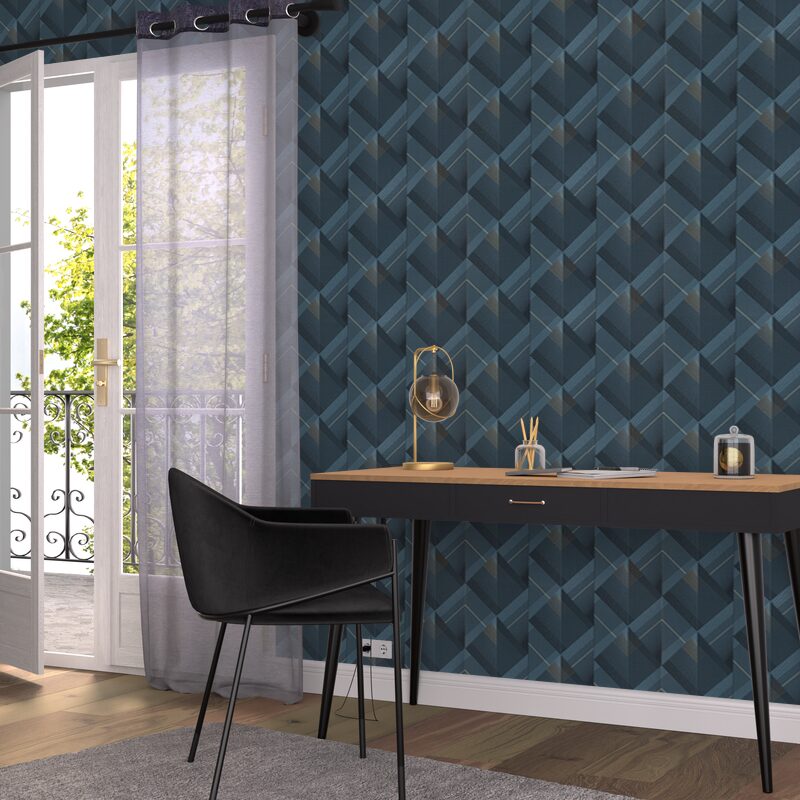 Papier peint intissé STANFORD coloris bleu nuit