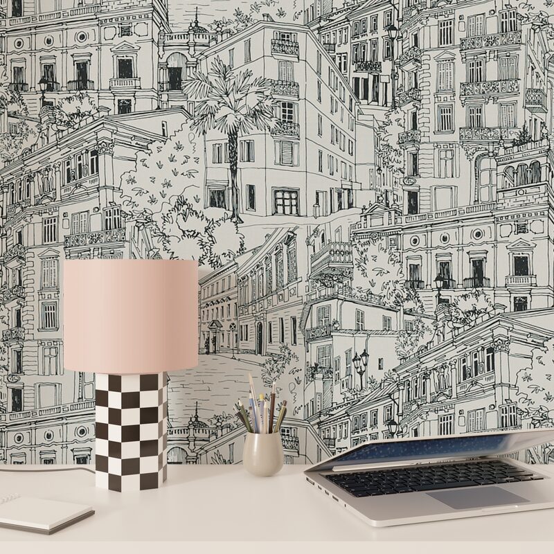 Papier peint intissé MONTMARTRE coloris noir et blanc