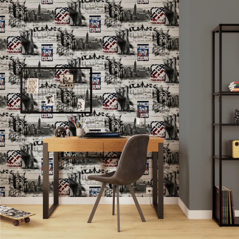 Papier peint NEW YORK FREEGUN coloris gris