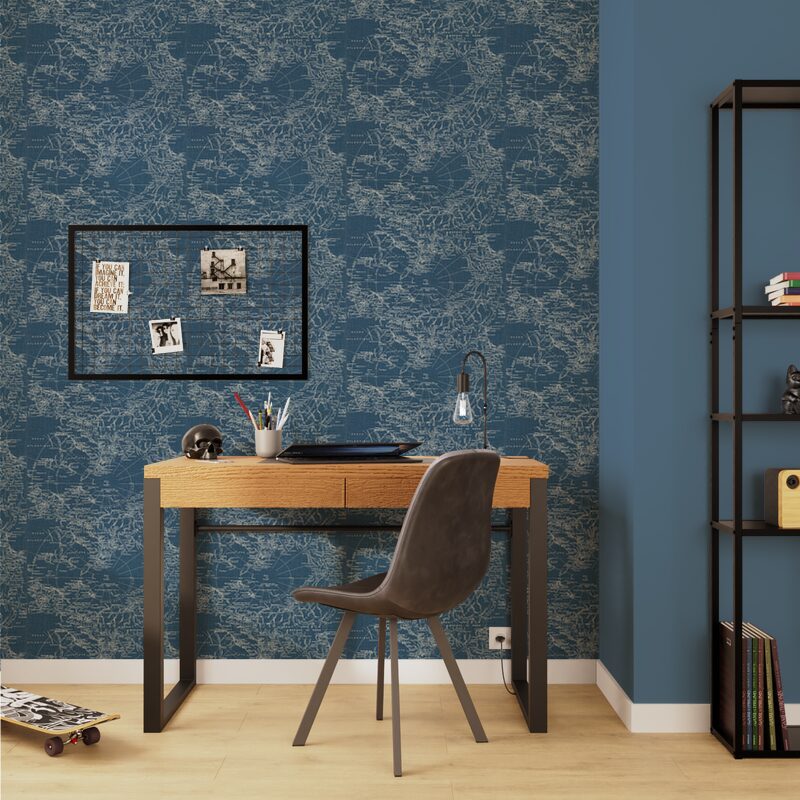 Papier peint intissé MAGELLAN coloris bleu nuit