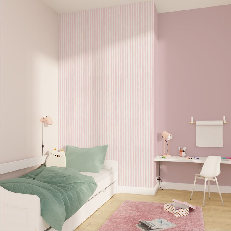 Papier peint intissé EDEN BAYADERE coloris rose poudré