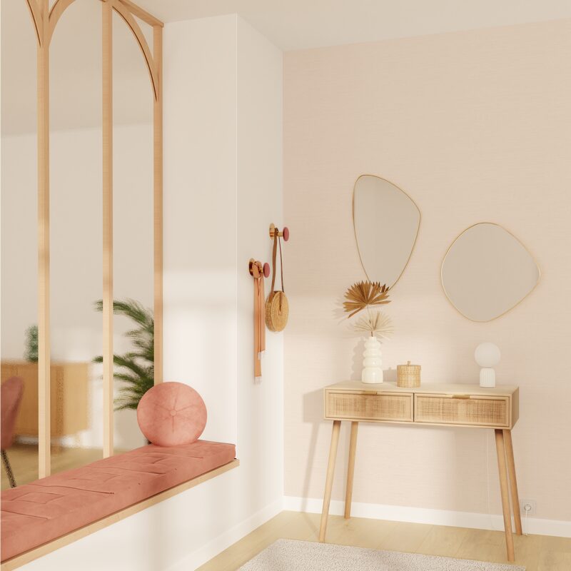 Papier peint intissé OKINAWA coloris rose poudré