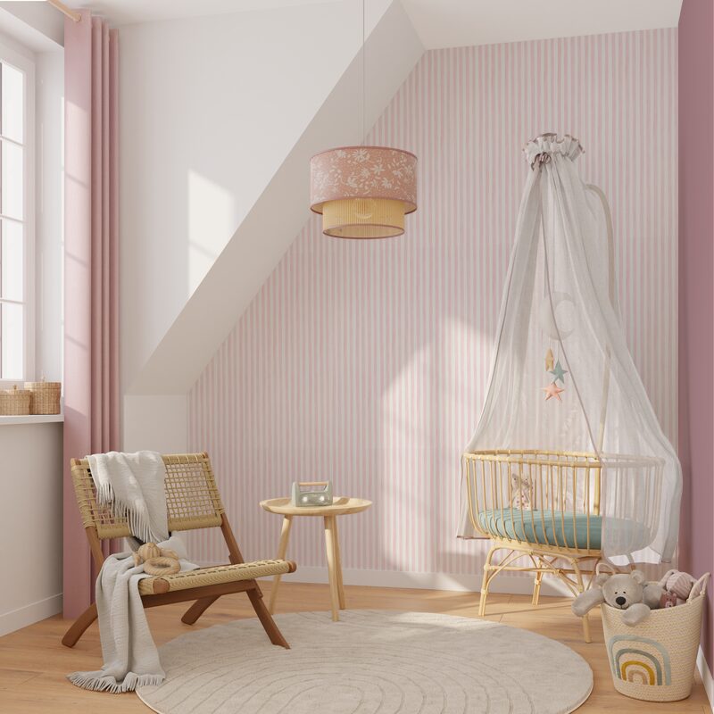 Papier peint intissé EDEN BAYADERE coloris rose poudré