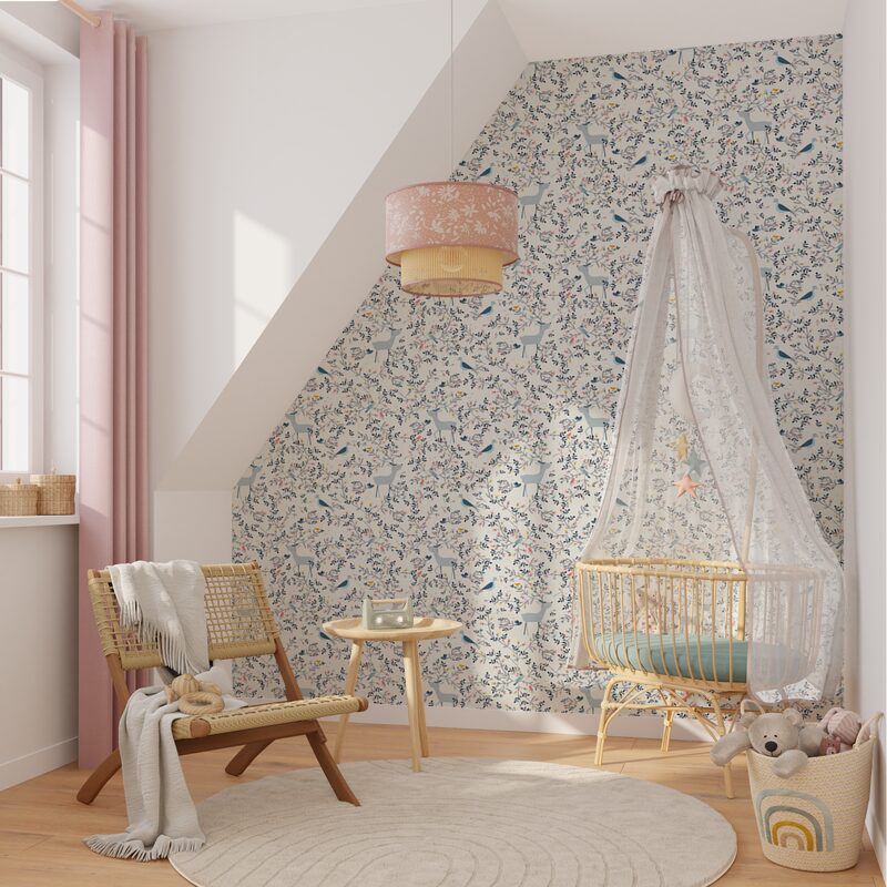 Papier peint intissé THE ENCHANTED FOREST coloris blanc