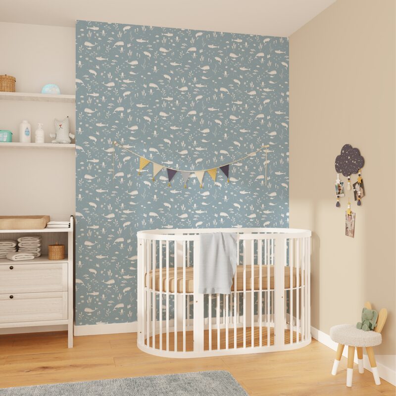 Papier peint intissé LITTLE DUTCH OCEAN coloris bleu jeans