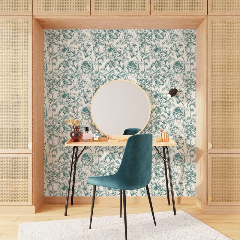 Papier peint intissé LILI BLOOM coloris vert céladon