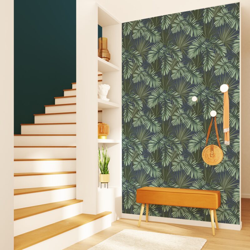 Papier peint intissé MIAMI PALM coloris vert feuillage