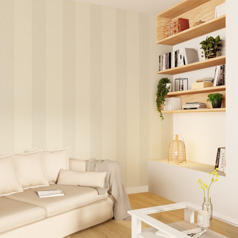 Papier peint intissé FLORENTINE RAYURE coloris sable beige