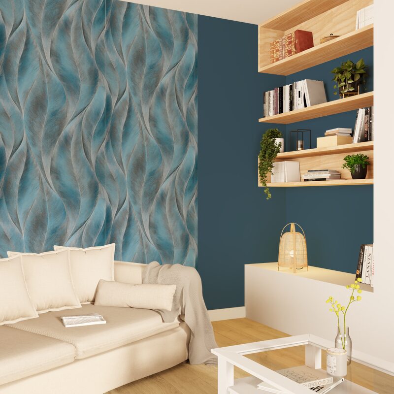 Papier peint intissé SLAVA coloris bleu mordoré
