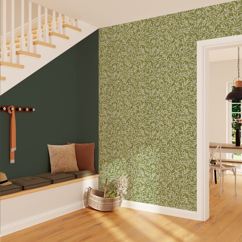 Papier peint intissé LISBET coloris vert mousse