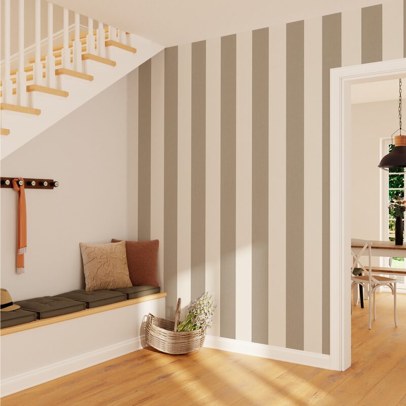 Papier peint vinyle PODIUM STRIPE coloris praline