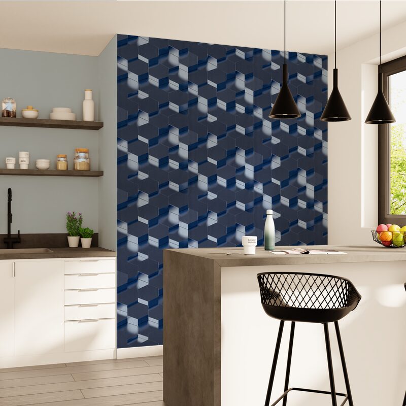 Papier peint intissé TRILOGY coloris bleu métallisé