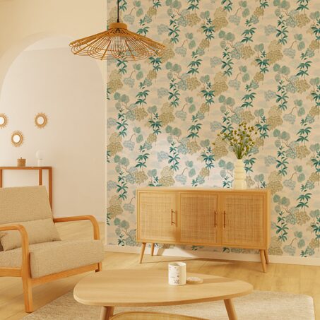 Papier peint intissé TAYA coloris bleu azur
