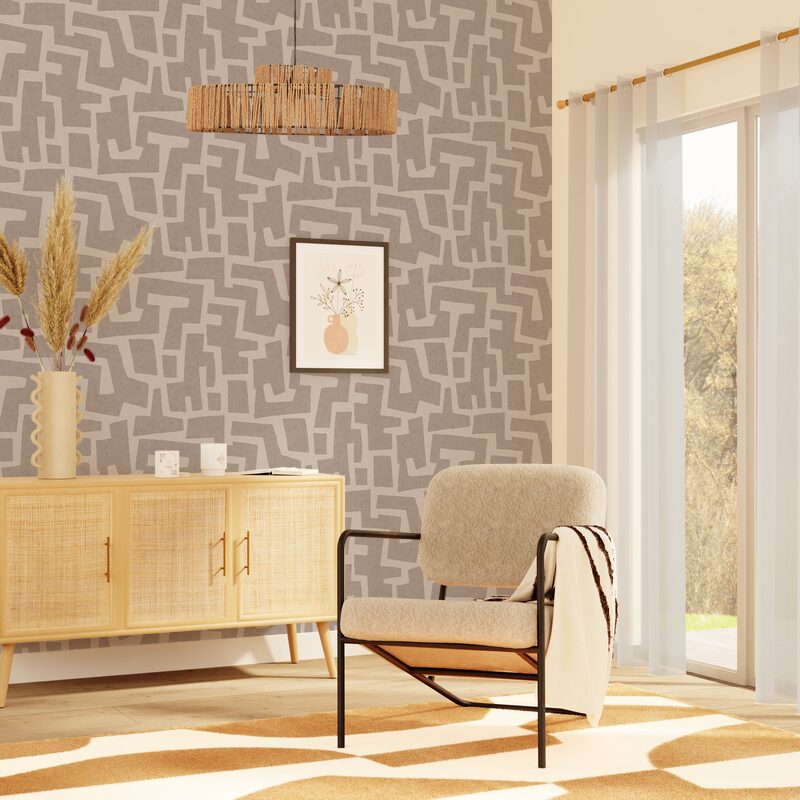 Papier peint intissé NAHID coloris beige sable