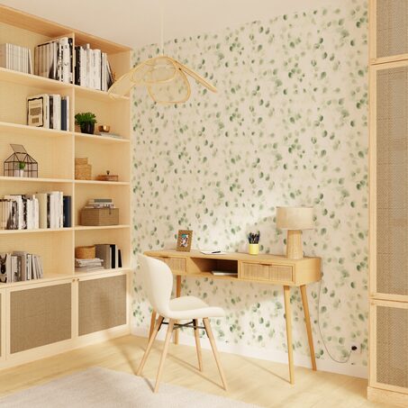 Papier peint intissé EFFIE coloris vert feuille