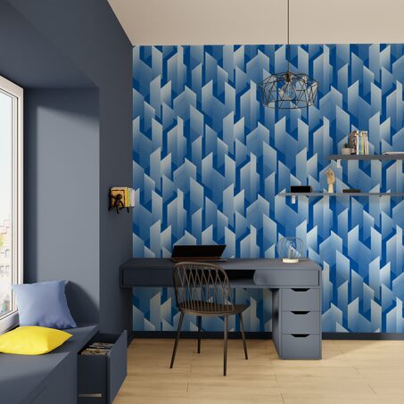 Papier peint intissé BRUCE coloris bleu électrique