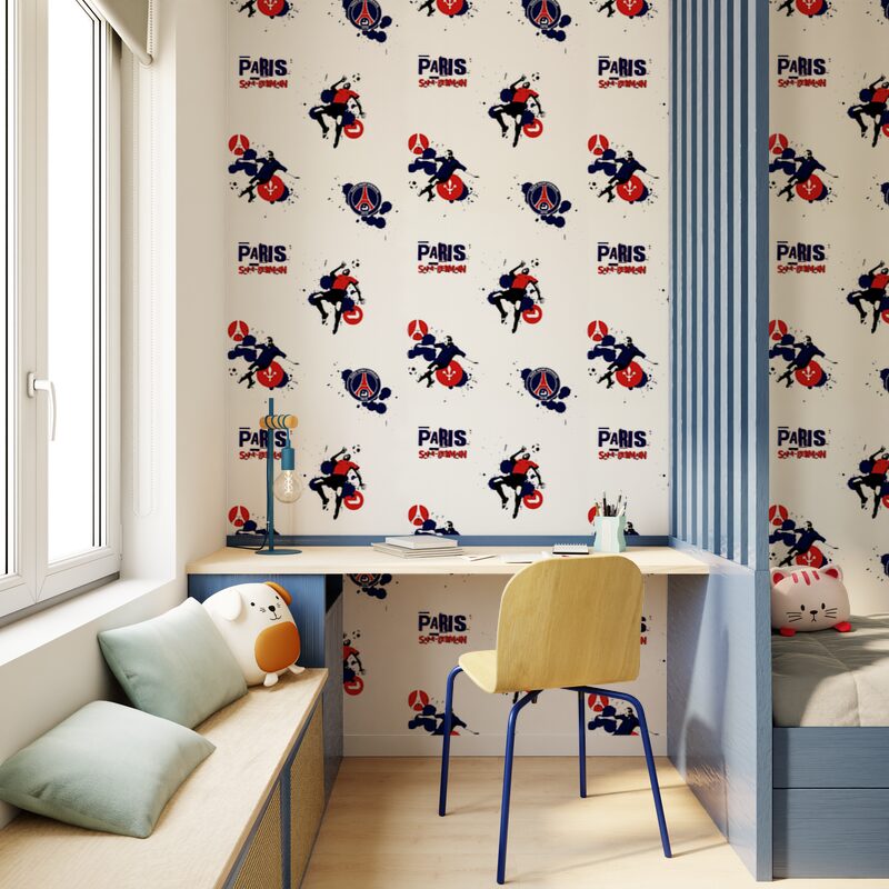 Papier peint PSG coloris blanc
