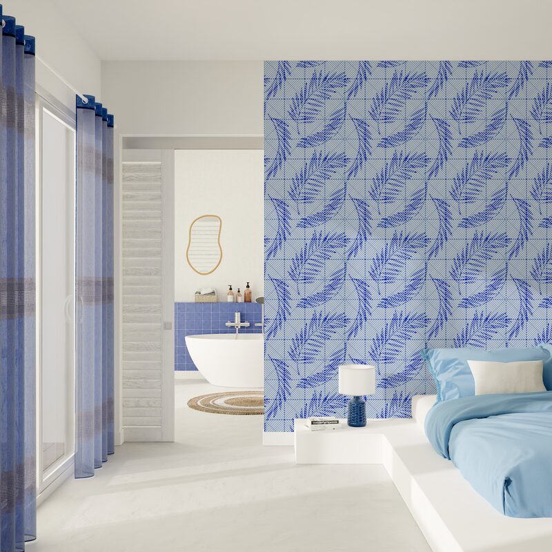 Papier peint intissé LOGAN coloris bleu électrique