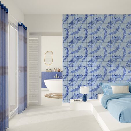Papier peint intissé LOGAN coloris bleu électrique
