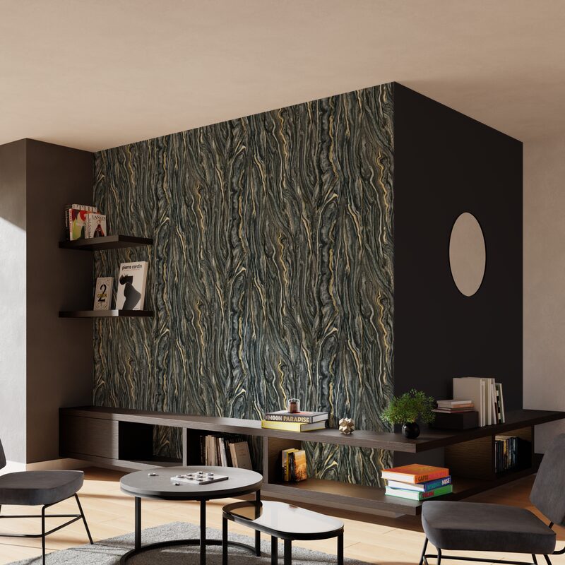 Papier peint intissé ELLE DECORATION MARBLE coloris noir