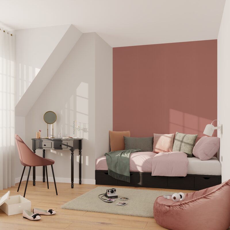 Papier peint intissé FLORENTINE coloris vieux rose