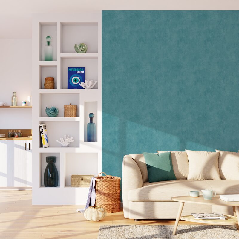 Papier peint intissé CLASSIC LINE coloris bleu acier