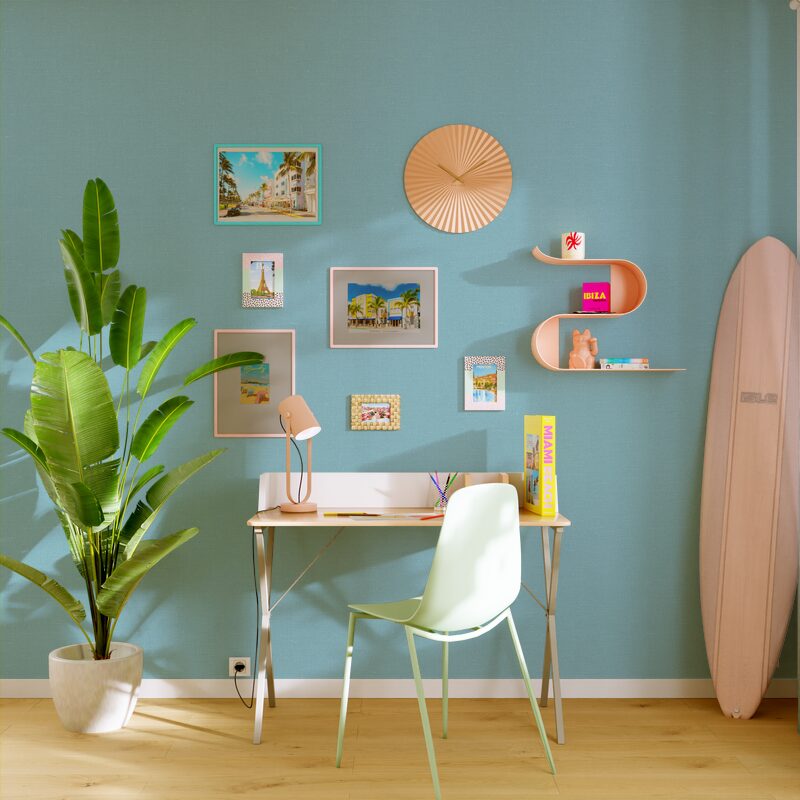 Papier peint intissé LAZY coloris bleu givré