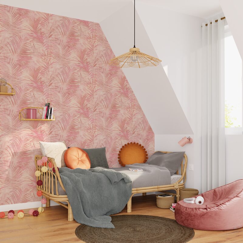 Papier peint intissé AMAZONIA X NEW WALLS coloris rose moyen