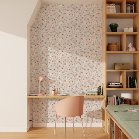 Papier peint intissé YULIA coloris rose poudré