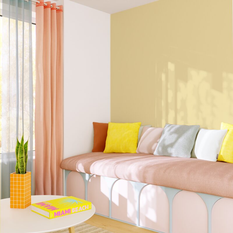 Papier peint intissé FLORENTINE coloris Jaune beurre
