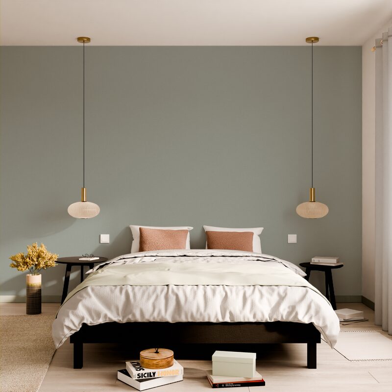 Papier peint vinyle PODIUM coloris vert de gris