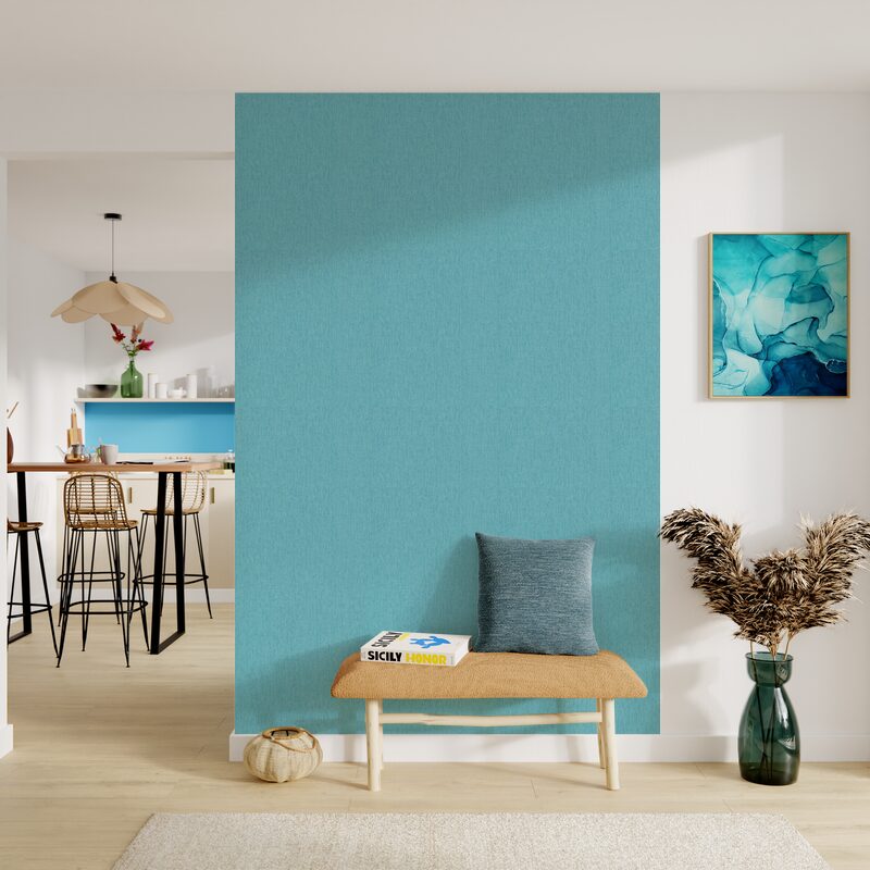 Papier peint intissé CALICO coloris bleu aqua
