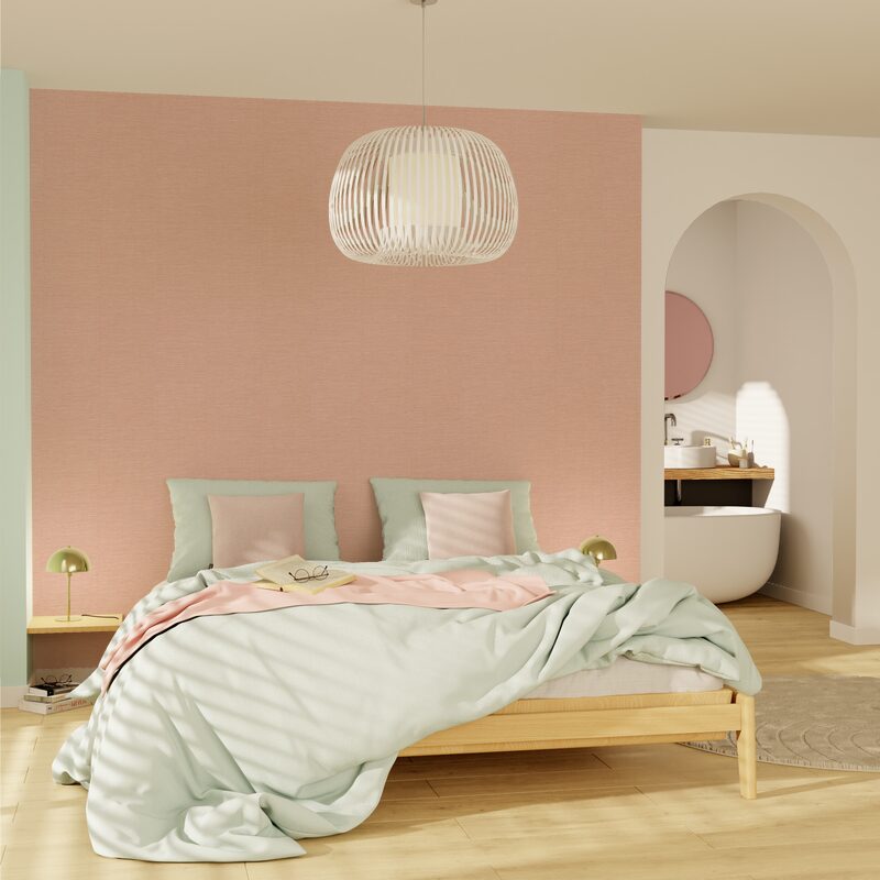 Papier peint intissé CURAÇAO coloris rose poudré