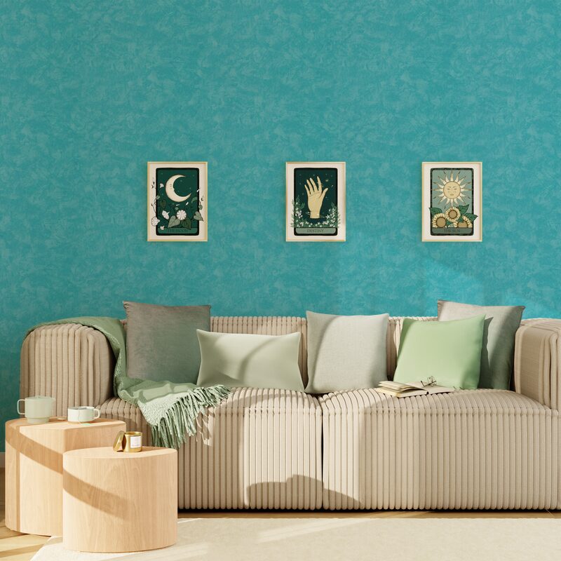 Papier peint intissé RAVENNE coloris bleu turquoise