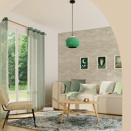 Papier peint intissé ELAURA coloris beige rosé et argenté